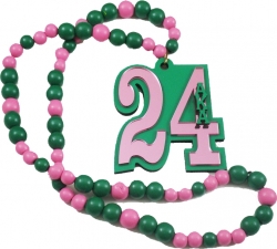 View Buying Options For The Alpha Kappa Alpha Line #24 Mirror Wood Color Bead Tiki Necklace