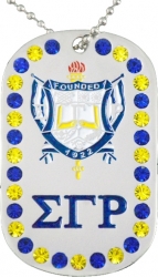 View Buying Options For The Sigma Gamma Rho 1922 Double Sided Crystal Dog Tag