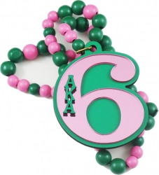 View Buying Options For The Alpha Kappa Alpha Line #6 Mirror Wood Color Bead Tiki Necklace