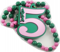 View Buying Options For The Alpha Kappa Alpha Line #5 Mirror Wood Color Bead Tiki Necklace
