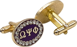 View Buying Options For The Omega Psi Phi Crystal Stones Oval Cuff Links