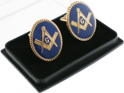 View Buying Options For The Mason Blue House Symbol Oval Cufflinks