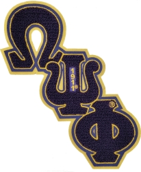 View Buying Options For The Omega Psi Phi Diagonal Letter Chenille Sew-On Patch
