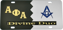 View Buying Options For The Alpha Phi Alpha + Mason Split Divine Duo License Plate