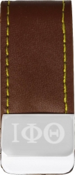 View Buying Options For The Iota Phi Theta Stainless Steel Money Clip With Leather