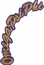 View Buying Options For The Omega Psi Phi Script Large Tackle Twill Rocker Iron-On Patch