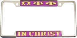 View Buying Options For The Omega Psi Phi In Christ License Plate Frame