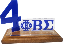 View Buying Options For The Phi Beta Sigma Acrylic Desktop Line #4 With Wooden Base