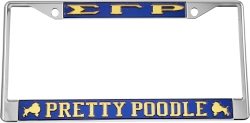 View Buying Options For The Sigma Gamma Rho Pretty Poodle Symbols License Plate Frame