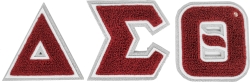 View Buying Options For The Delta Sigma Theta Glitter Chenille Letter Iron-On Patch Set