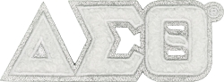 View Buying Options For The Delta Sigma Theta Small Glitter Chenille Connected Letter Iron-On Patch