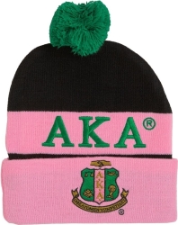 View Buying Options For The Alpha Kappa Alpha Embroidered Knit Beanie With Ball