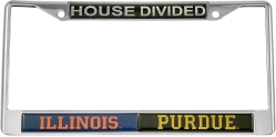 View Buying Options For The Illinois + Purdue House Divided Split License Plate Frame