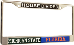 View Buying Options For The Michigan State + Florida House Divided Split License Plate Frame