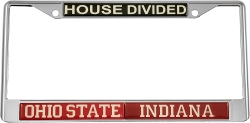 View Buying Options For The Ohio State + Indiana House Divided Split License Plate Frame