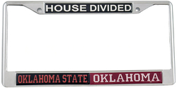 View Buying Options For The Oklahoma State + Oklahoma House Divided Split License Plate Frame