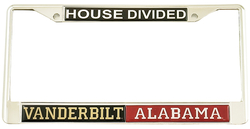 View Buying Options For The Vanderbilt + Alabama House Divided Split License Plate Frame