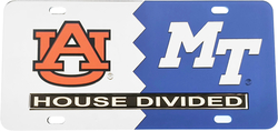 View Buying Options For The Auburn + Middle Tennessee (MTSU) House Divided Split License Plate Tag