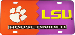 View Buying Options For The Clemson + LSU House Divided Split License Plate Tag