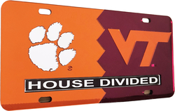 View Buying Options For The Clemson + Virginia Tech House Divided Split License Plate Tag