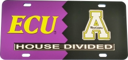 View Buying Options For The East Carolina + Appalachian State House Divided Split License Plate Tag
