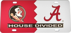View Buying Options For The Florida State (FSU) + Alabama House Divided Split License Plate Tag