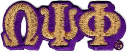 View Buying Options For The Omega Psi Phi Small Letter Iron-On Patch Set