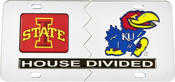 View Buying Options For The Iowa State + Kansas House Divided Split License Plate Tag