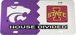 View Buying Options For The Kansas State + Iowa State House Divided Split License Plate Tag