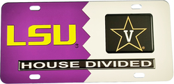 View Buying Options For The LSU + Vanderbilt House Divided Split License Plate Tag