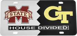 View Buying Options For The Mississippi State + Georgia Tech House Divided Split License Plate Tag