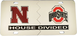 View Buying Options For The Nebraska + Ohio State House Divided Split License Plate Tag