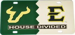 View Buying Options For The South Florida (USF) + East Tennessee State (ETSU) House Divided Split License Plate Tag