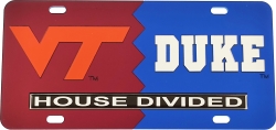 View Buying Options For The Virginia Tech + Duke House Divided Split License Plate Tag