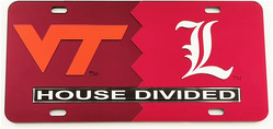View Buying Options For The Virginia Tech + Louisville House Divided Split License Plate Tag