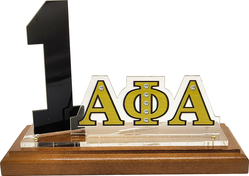 View Buying Options For The Alpha Phi Alpha Acrylic Desktop Line #1 With Wooden Base