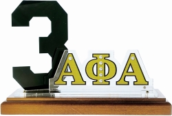 View Buying Options For The Alpha Phi Alpha Acrylic Desktop Line #3 With Wooden Base