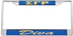 View Buying Options For The Sigma Gamma Rho Diva Domed License Plate Frame