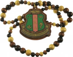 View Buying Options For The Alpha Kappa Alpha Wood Bead Tiki Crest Decal Necklace
