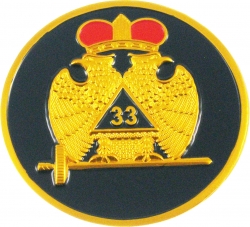 View Buying Options For The 33rd Degree Wings Down Round Car Emblem