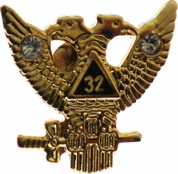View Buying Options For The Scottish Rite 32nd Degree Wings Up Rhinestone Small Lapel Pin