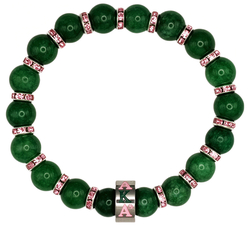 View Buying Options For The Alpha Kappa Alpha Stone Jade Bead Bracelet With Stainless Steel Charm