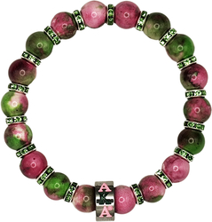 View Buying Options For The Alpha Kappa Alpha Stone Malachite Bead Bracelet With Stainless Steel Charm