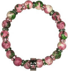 View Buying Options For The Alpha Kappa Alpha Stone Rhodonite Bead Bracelet With Stainless Steel Charm