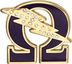 View Buying Options For The Omega Psi Phi Rhinestone Que Bolt Lapel Pin