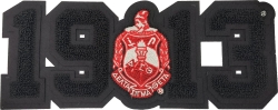 View Buying Options For The Delta Sigma Theta Crest Year 1913 Black Series Chenille Iron-On Patch