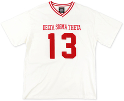 View Buying Options For The Big Boy Delta Sigma Theta Divine 9 S1 Oversized Chenille Football Jersey Tee