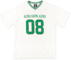 View Buying Options For The Big Boy Alpha Kappa Alpha Divine 9 S1 Oversized Chenille Football Jersey Tee
