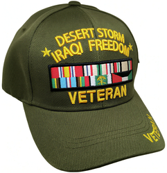 View Buying Options For The Desert Storm Iraqi Freedom Veteran Ribbons M343 Mens Cap