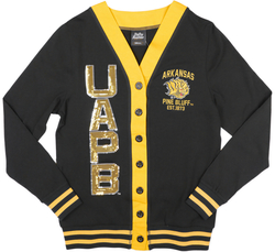 View Buying Options For The Big Boy Headgear Arkansas At Pine Bluff Golden Lions S8 Sequin Womens Cardigan